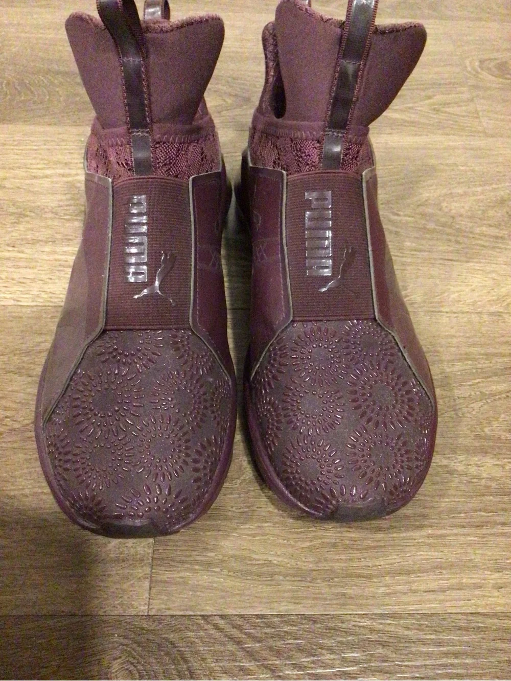 Puma X Rihanna Women's Maroon High-Top Slip-On Sneakers
